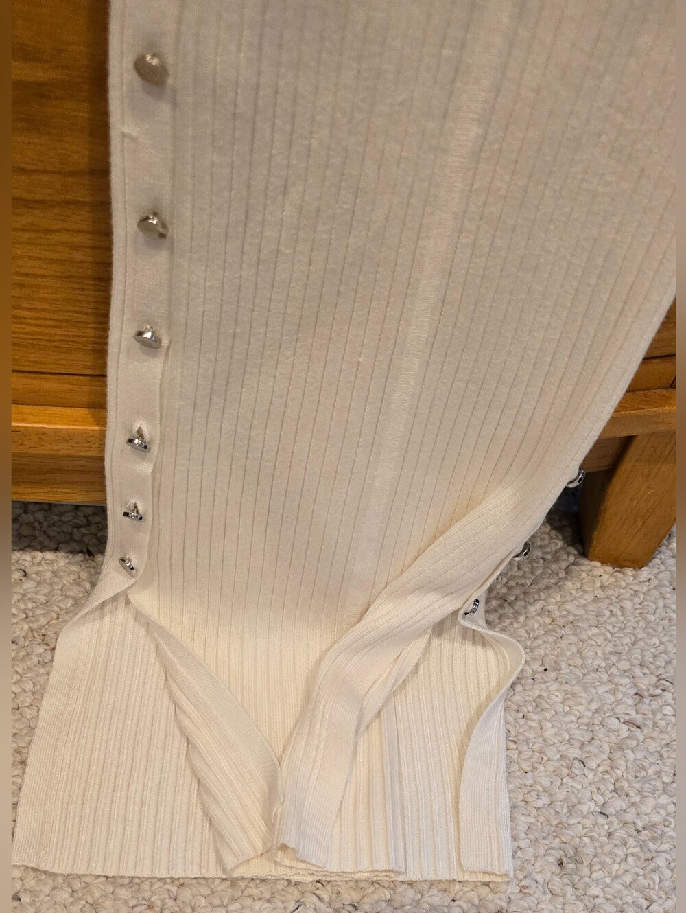 NWT GUESS Ribbed Long Sleeve Cream Bodycon Dress, XS - Picture 7 of 9